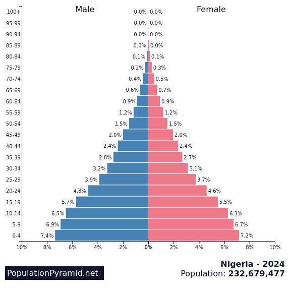 Population pyramid for Nigeria in 2024